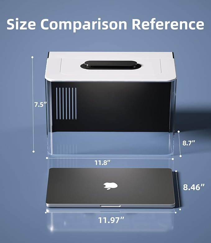 2.5 Gallon Fish Tank Small Aquarium Starter Kit with Hidden Filtration, 3 Color Light, Self Cleaning Nano Tank for Betta, Shrimp, Guppy, Angelfish