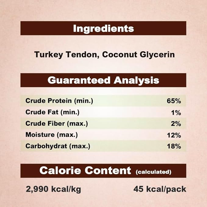 Afreschi Natural Turkey Tendon Bone (S) Pack of 4, Dog Treats for Signature Series, All Natural Human Grade Puppy Chew, USA-Sourced Turkey Tendon, Hypoallergenic, Rawhide Alternative