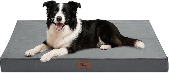 Outdoor Dog Bed for Medium Dogs, Waterproof Dog Crate Bed for Puppy Beds, Orthopedic Egg Crate Foam Pet Bed with Washable and Removable Oxford Cover, Grey