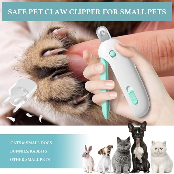 Adjustable Aperture Pet Blue Nail Clippers, Cat and Puppy Nail Trimmer with Grinding Nail File, Recommended by Pet Groomers, Safe to Avoid Over-Trimming, Professional Pet Nail Clippers for Beginners