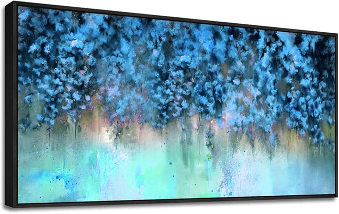 Framed Abstract Canvas Wall Decor For Living Room Wall Decorations For Bedroom Modern Office Wall Decorations Blue Fashion Pictures Artwork Bathroom Canvas Art Prints Kitchen Home Decor 20" X 40"