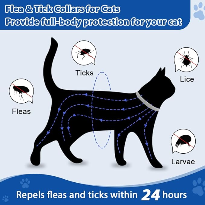4 Pack Adjustable Flea and Tick Collar for Cats, Natural Plant Oil Formula Cat Flea Collar Provides 32-Month Protection for Flea Tick, Glow-in-The-Dark & Waterproof Cat Flea Treatment for All Cats