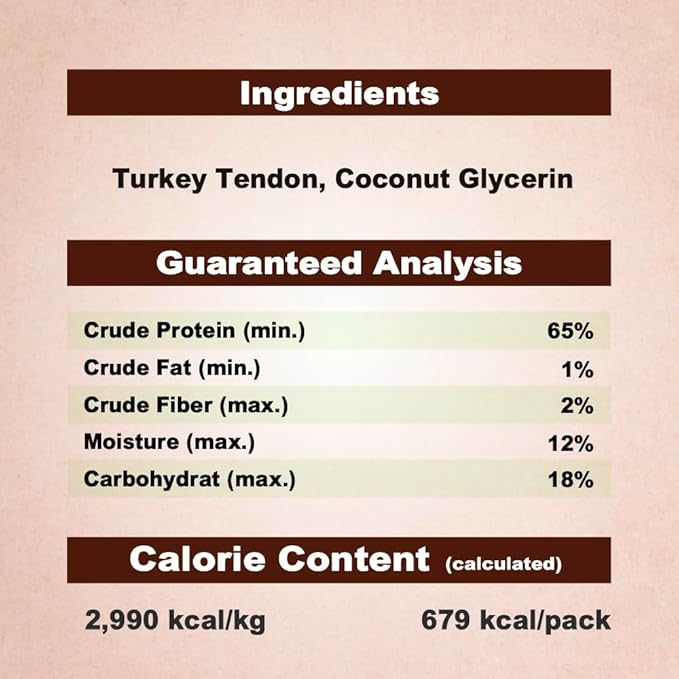 Afreschi Natural Turkey Tendon Bone (S) 8 oz, USA-Sourced Turkey Tendon, All Natural Puppy Chew, Hypoallergenic, Rawhide Alternative, for Small Breeds
