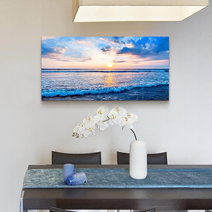 Lapremoly Canvas Wall Art For Living Room Large Wall Decor For Office Bedroom Wall Decorations Blue Ocean Wall Painting Blue Sea Waves Landscape Poster Canvas Print Artwork Ready To Hang Home Decor