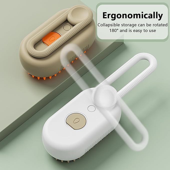 3 in 1 Cat Steam Brush, Pet Steam Cats Brushes Rechargeable Anti-Static Grooming Brushe, Vibration Massage Cleaning Shedding & Combing Multifunctional Hair Removal Comb for Cats Dog (Khaki)