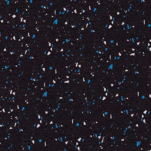 American Floor Mats 1/4in (7mm) Thick 10% Blue/Grey 4' x 3' Heavy Duty Rubber Rolls, Protective Exercise Mats, Home Gym Rubber Flooring