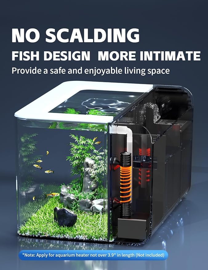 2.5 Gallon Fish Tank Small Aquarium Starter Kit with Hidden Filtration, 3 Color Light, Self Cleaning Nano Tank for Betta, Shrimp, Guppy, Angelfish