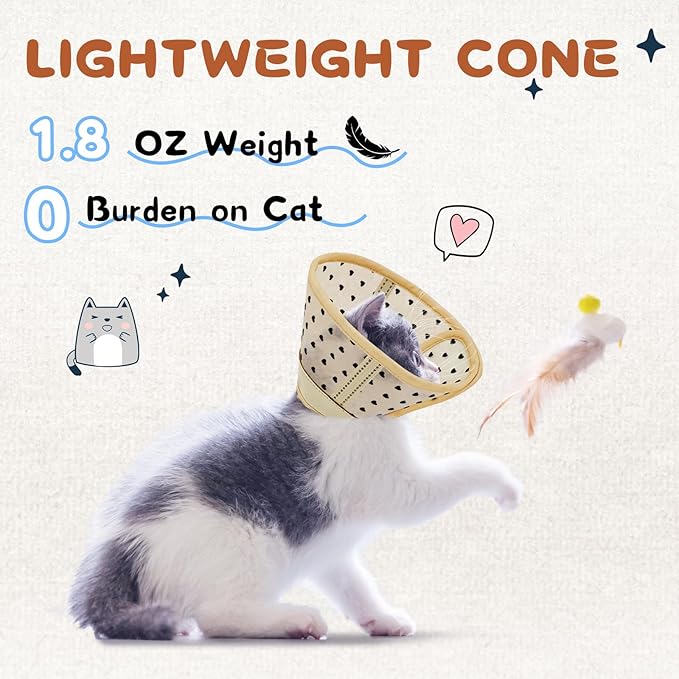 Supet Cat Cone Collar After Surgery, Soft Mesh Recovery Collar for Cats to Stop Licking and Scratching, Plastic Cone Alternative for Small Dogs, Medium, Large Cats