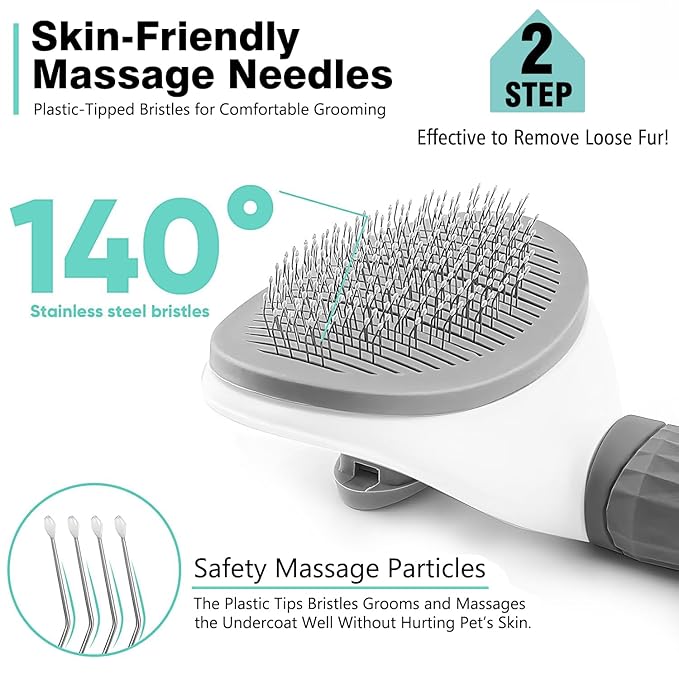 3PCS Dog Grooming Brush - Dog Brush for Shedding Massaging Bathing - Double Sided Shedding, Dematting Undercoat Rake - Self Cleaning Slicker Comb for Dogs and Cats with Long or Short Coats