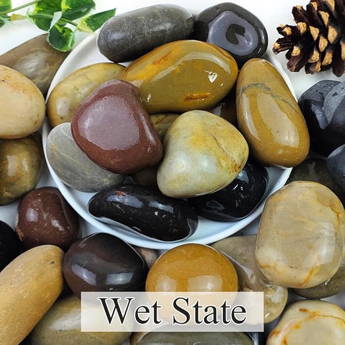40lbs Natural River Rocks, 2-3" Premium Pebbles for Garden and Landscape Design, Hand-Picked Smooth Stones for Fish Tank, Flower Pots, Indoor Water Fountains, Pathways, Backyard