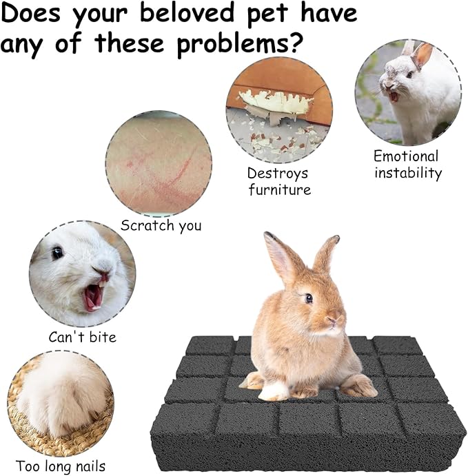 Hamiledyi 2PCS Rabbit Scratching Pads Bunny Lava Grinding Claw Pads Small Animal Foot Pads Hamster Scratch Board Chew Toys for Gerbil Chinchilla Hedgehog Guinea Pig Cage Accessories