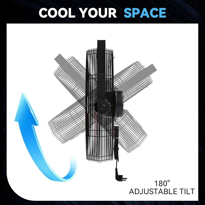 2600 CFM 14 inch Outdoor High Velocity Wall Mounted Fan, 3-Speed Metal Fans with IP44 Enclosure Motor, Industrial Grade Weatherproof Wall Fan for Patio, Greenhouse, Garage, and Gazebo