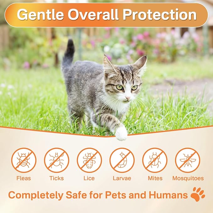 4-in-1 Flea Treatment for Cats Chewable, Natural Cat Flea and Tick Prevention Chewable Supplement for Skin & Coat | Immunity Support | Digestive | Flea & Tick Treatment for All Breeds & Sizes