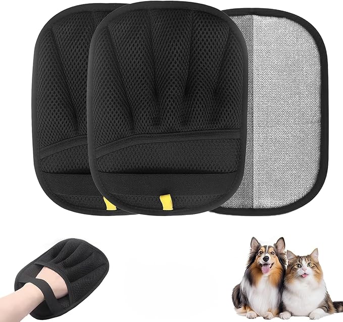 3 Pcs Magic pet Hair Remover Glove - Reusable & Easy-to-Clean cat and Dog Fur Brush for Effortless Grooming, Upgraded Grip and Large Size for Better Coverage