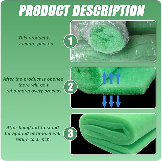 2PC Aquarium Filter Media Floss - 12"x78" (13ft per Roll) Total 12ft - 1" Thick Premium Polyester Filter Pad for Fish Tank - Mechanical Filtration, Crystal Clear Water, Fits Most Filters