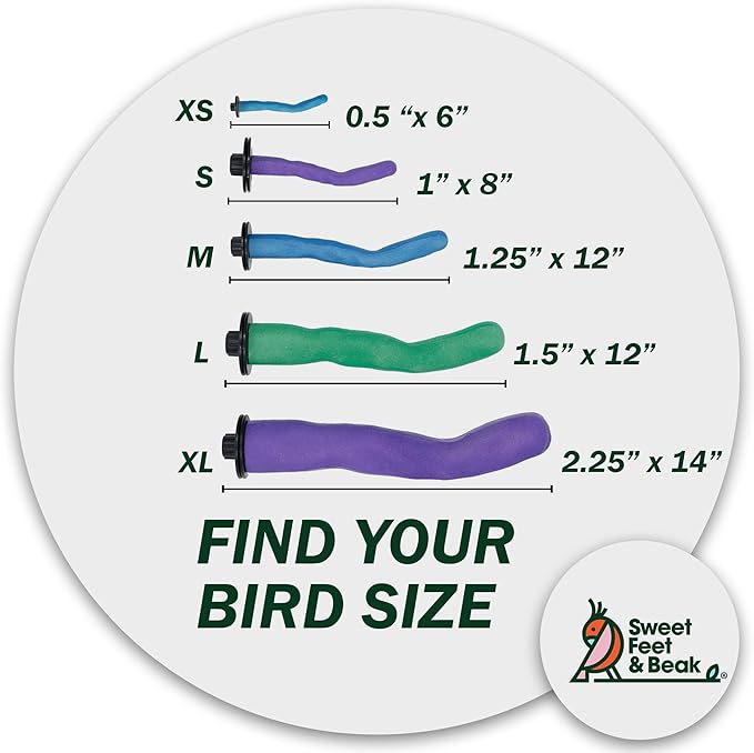 Sweet Feet & Beak Safety Pumice Bird Perch, X-Large 2-1/4" X 14", Blue - Lightweight Grinding Bird Perches for Cage - Bird Nail Trimming Perch for Healthy Beak & Feet - Multi-Size & Color Parrot Stand