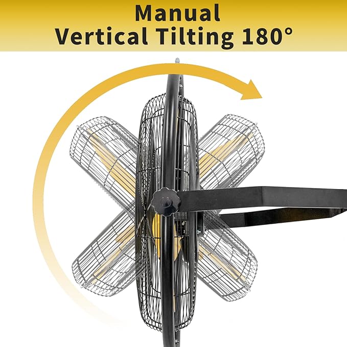 HiCFM 20" Remote Control Wall Mounted Fan, 5000 CFM High Velocity 3-Speed Oscillating Wall Fans with Timer for Industrial, Commercial, Warehouse, Garage, Gazebo and Patios - UL Listed, 2 Pack