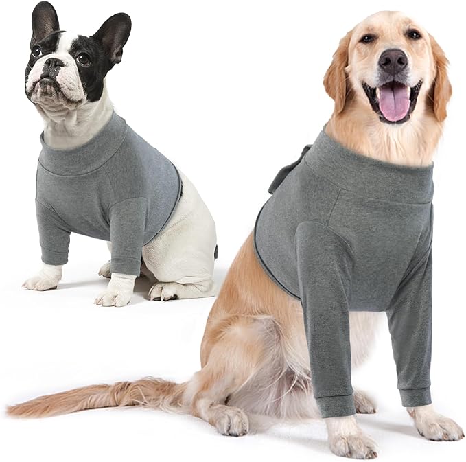 IDOMIK Dog Recovery Suit, Dog Surgery Recovery Suit Front Legs, Comfy Joint Leg Sleeves After Surgery, Elbow Braces Protector for Leg Injuries & Joint Pain, Cone Collar Alternatives,Grey,L