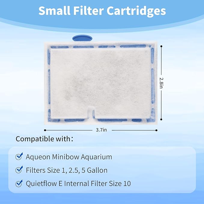 4 Packs Small Aquarium Filter Cartridges Replacement Filter Pad Compatible with QuietFlow E Internal Power Filter 10 and 1/2.5/5 Gallon Minibow Aquarium Filters