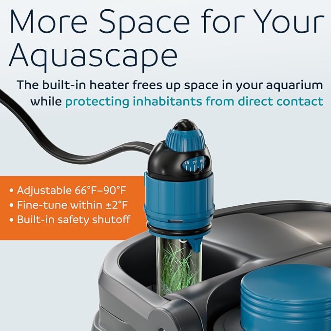 OASE BioMaster 2 Thermo 350 Canister Filter for Aquariums – External Aquarium Filter with Built-in Heater – EasyClean Pre-Filter, Quiet Operation – Freshwater & Saltwater, Up to 90 Gallons