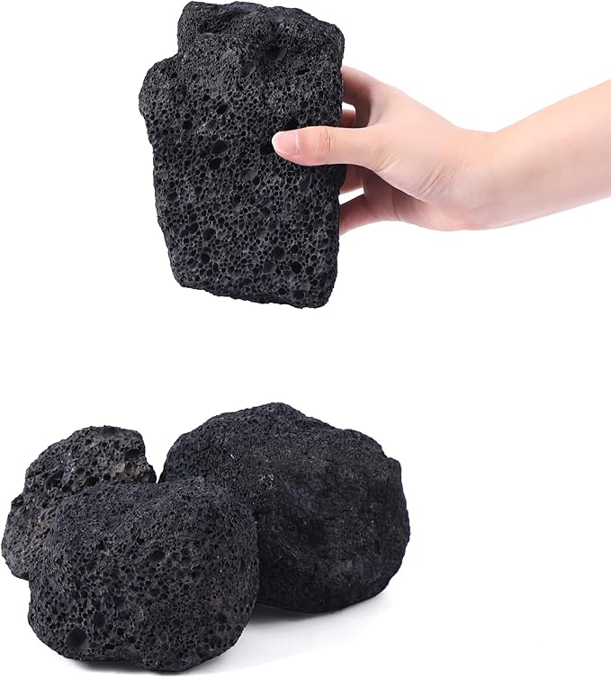 2-6 Inches Large Natural Black Lava Rock 4 PCS Aquarium Rocks for Aquascaping, Aquarium Landscaping, Terrariums, Fish Tank Decoration, Vivariums, Paludarium, Reptile and Amphibian Enclosures