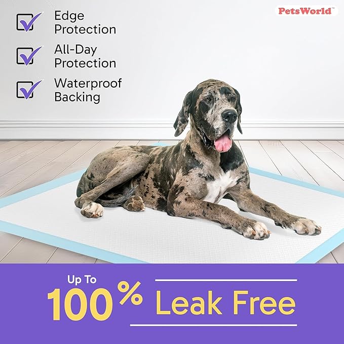 PETSWORLD Giant Dog Potty Pads, Odor-Eliminating, 36" x 36", Ultra Absorbent 5-Layer Leak-Proof Training Pads for Dogs & Cats (36x36, 1800 Count)