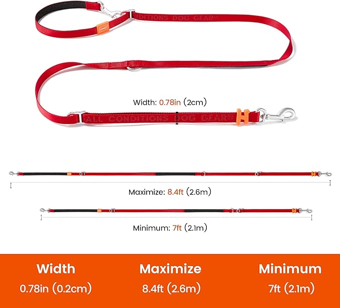 HOWGO 8-in-1 Multifunctional Hands Free Dog Training Leash with Padded Handle, 8.5 FT Nylon Adjustable Length, Lightweight Aviation Aluminum, Crossbody Waist Leash for Puppy Medium Large Dogs (Black)