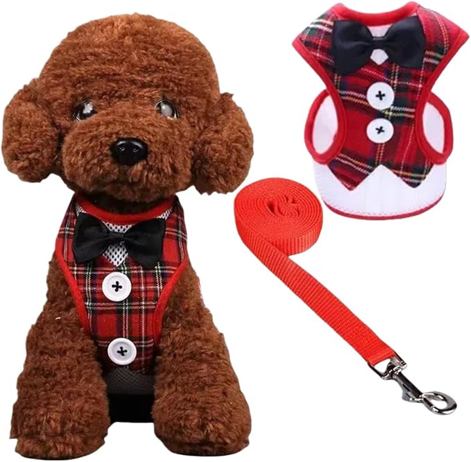Dog Vest, pet Gentleman Costume,Birthday, Halloween, Role-Playing, Christmas Party Dog Suit and tie Costume, Formal pet Costume with tie, Suitable for Chihuahuas,Cats, L（15-20LB）