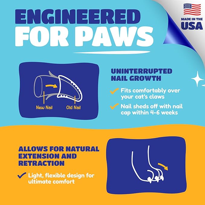 Soft Claws Cat Nail Caps for Small Cats – (40 Caps, Sparkle Variety) - Made in USA - Veterinarian-Developed | Protects Furniture & Skin - Easy to Apply, Long-Lasting Anti-Scratch Soft Cat Claw Covers