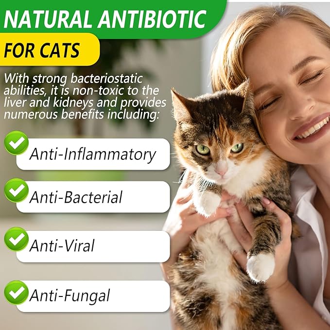 2PACK Antibiotics for Cats, Cats Antibiotics for Injections, Natural antibiotic for Cat Immune & Allergy Relief, Cough Relief, Yeast Injection, UTI Treatments, Cat Antibiotic Supplement Drops, 2*60ML