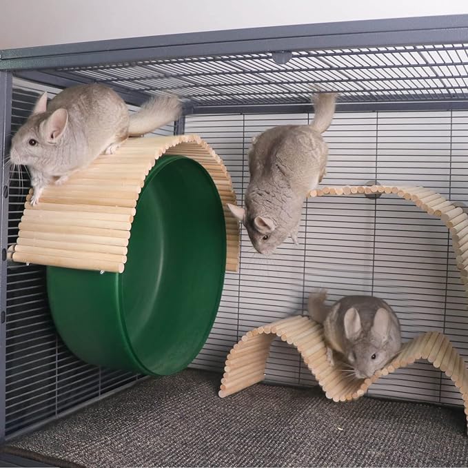 YKD Chinchilla Natural Birch Wood Flexible Platform Toy, Chinchilla Running Wheel Fence, Small Animal Climbing Toys for Guinea Pig Rabbit Hamsters Gerbils Rat and Other Small Animals