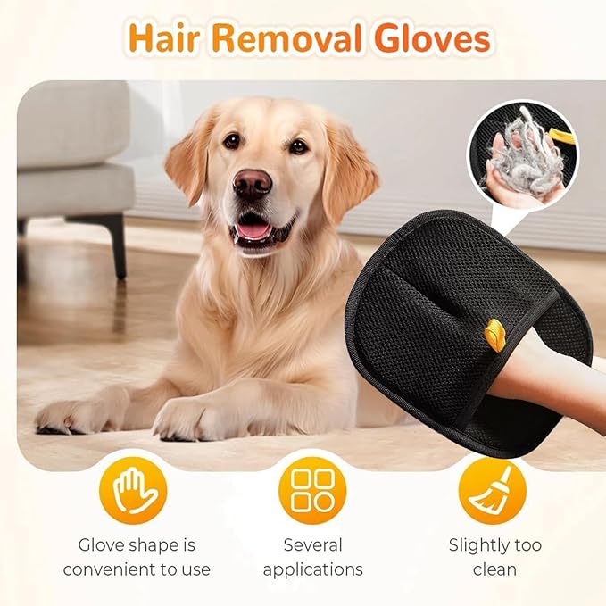 2Pcs Pet Hair Remover Glove, 2025 New Upgrade Electrostatic Gloves Pet Hair Removal ， Reusable Pet Hair Remover Glove，Gloves for Furniture Bed Sheets Couch Clothes Carpet Car Seat
