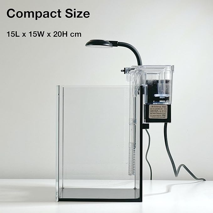 Nano Aquarium Kit,1.5 Gallon Rimless Small Glass Tank with Filter, Aquarium Light, and Aquascaping Decorations, for Home and Office (Black Tank - Rock, Small)