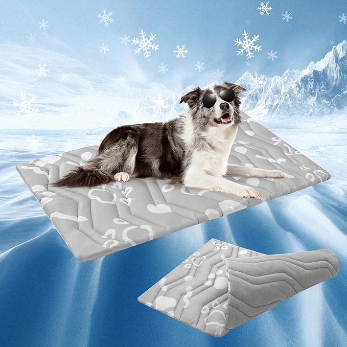 BEAUTYZOO Upgrade Dog Cooling Mat Extra Large, Reversible Self-Cooling Mat for Dogs, Thicken Pet Ice Cool Pad Blanket for Summer Kennel Sofa Bed Floor Car Seat, Machine Washable&Foldable, 48"x28"