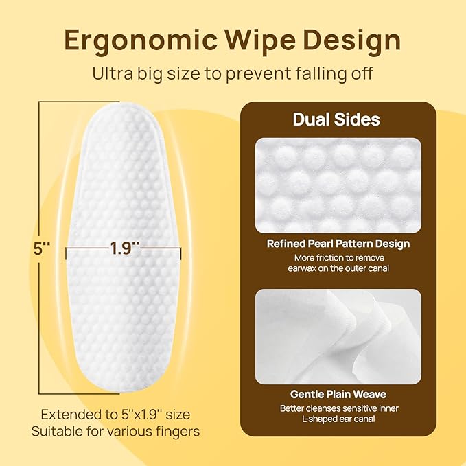 HICC PET Dog Ear Finger Wipes, Ear Cleaner Wipes for Dogs & Cats, Dog Ear Infection Treatment to Relief Itching & Inflammation, Remove Wax, Dirt & Stop Smelly, Non-Irritating, 50ct(Coconut Scent)