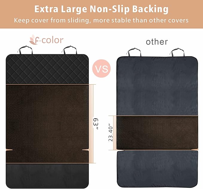 F-color SUV Cargo Liner for Dogs, Upgraded Extra Large Water Resistant Pet Cargo Cover Dog Seat Cover Mat for SUVs with Bumper Flap Protector, Non-Slip, Wear-Proof, Universal Fit, Black