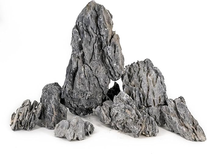 Dragon Stone Aquarium Rock Seiryu Stone for Aquariums, Fish Tanks, Bonsai, Terrariums, Wargaming Dioramas, Indoor or Outdoor Gardens-40Lb(2-10 Inch)