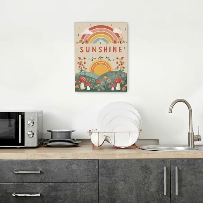 You Are My Sunshine Inspirational Canvas Wall Art Motivational Encouragements Wall Decor First Communion Gifts for Girls Boys Toddler Teens Pictures Painting Print Artwork Framed Decorations Nursery Dorm Bedroom 12"x16"