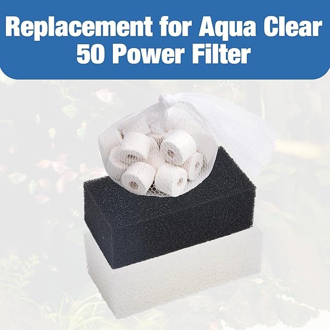 4 Sets of Three-Stage Filtration Maintenance Kit for Fish Tank Filters Replacement for Aquaclear 50 Power Filter Fish Tank Filter for 20- to 50-Gallon Aquariums
