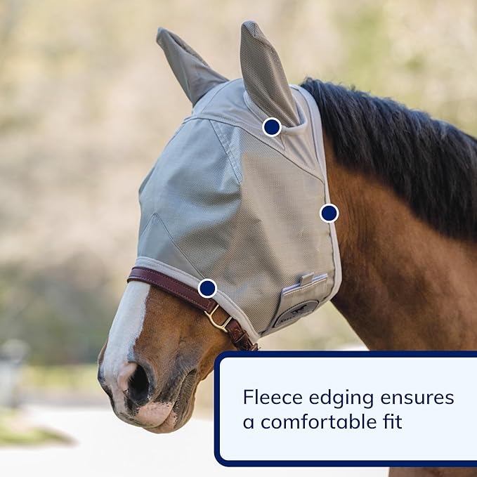 SmartEquine Fly Mask with UV Protection, Ears, and Mesh | Wide Secure Closure | UV Fly Mask for Horses (Horse)
