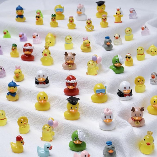 36 Types Multicolor Mini Resin Ducks, Plastic Tiny Ducks to Hide Prank, Little Ducks Mini Figures for Fairy Garden, Dollhouse,Terrariums, Potted, Miniature Landscape Ornament