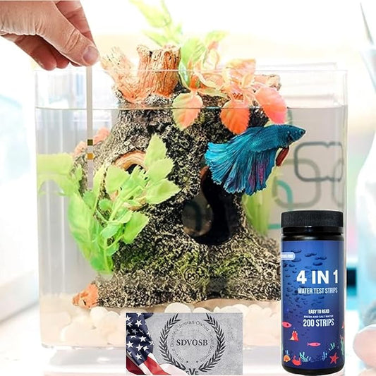 200 Aquarium Water Test Strips - For Fish Tank or Pond - Best Budget Aquarium Water Test On Amazon! - High Accuracy - Tests for Nitrate, Nitrite, PH, and Water Hardness - Veteran Owned Company!