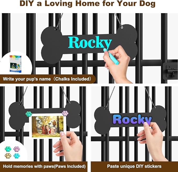 Easycom 31" Dog Crate Furniture Foldable, No Assembly Decorative Dog Kennel Indoor, Dog Crates for Small Dogs (20-40 lbs), Wooden Dog Cage with Adjustable Bowls and Name Tag, End Table, Rustic Brown