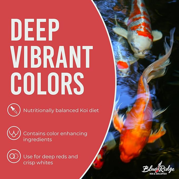 Blue Ridge Koi Fish Food 50lb - Platinum Pro Formula Goldfish Food, Premium Pond Pellets