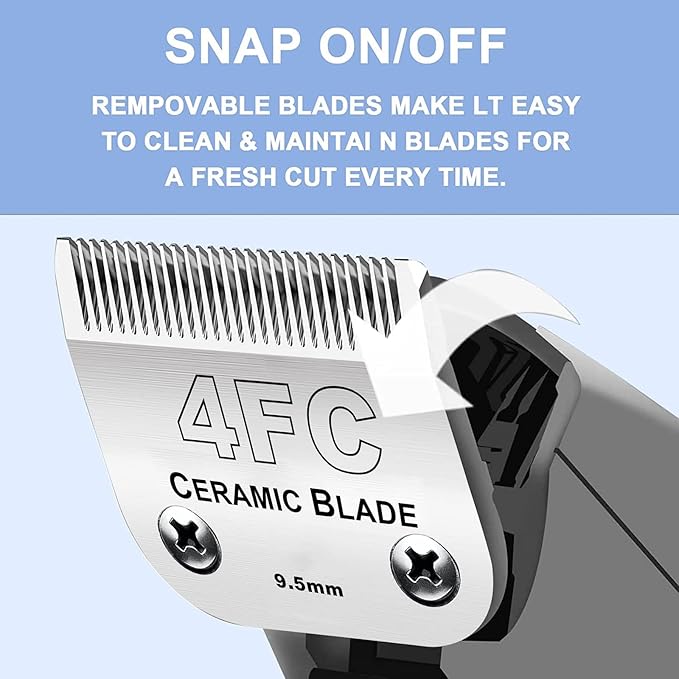 3PCS 4FC Blades Dog Grooming Clipper Replacement Blades Compatible with Andis Pet Clipper/Oster A5/Wahl KM Series Dog Clipper,Ceramic Blade & Stainless Steel Blade