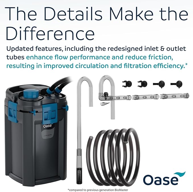 OASE BioMaster 2 250 Canister Filter for Aquariums – External Aquarium Filter with EasyClean Pre-Filter – Quiet Performance – Freshwater & Saltwater, Up to 70 Gallons