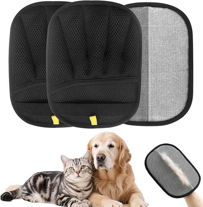 3 Pcs Magic pet Hair Remover Glove - Reusable & Easy-to-Clean cat and Dog Fur Brush for Effortless Grooming, Upgraded Grip and Large Size for Better Coverage