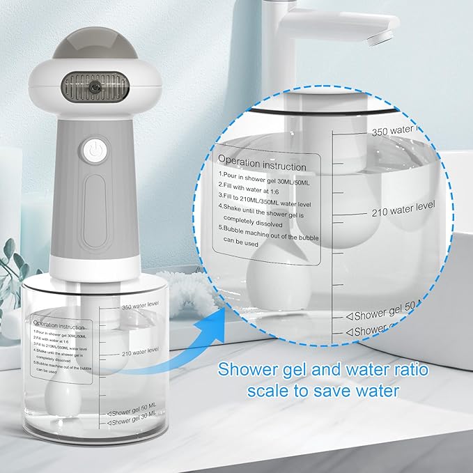 Dog Shampoo Dispenser, UFO Dog Shampoo Sprayer Electric Foaming Shampoo Dispenser for Dog and Cat Washing, for Bathtub, Kitchen Sink, Bathroom Cleaning, Grey