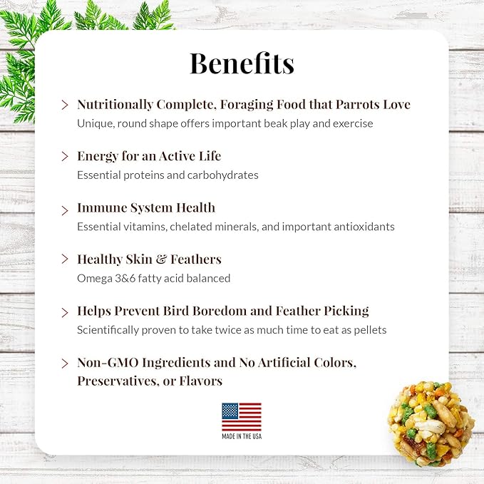 LAFEBER'S Garden Veggie Nutri-Berries Pet Bird Food, Made with Non-GMO and Human-Grade Ingredients, for Parrots, 3 lb