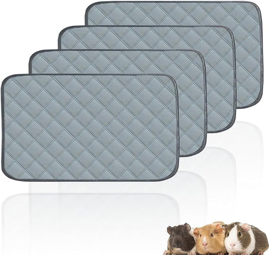 4 Pack Guinea Pig Cage Liners for C&C 2x1 Habitat Washable Guinea Pig Bedding Super Absorbent | Waterproof | Non Slip| Reusable Guinea Pig Pee Pads for Small Animals Cages-28 x 14 Inch